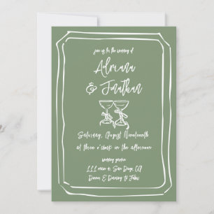 Minimal einfache Sage Grüne Hochzeit Einladung
