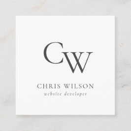 Minimal einfache Schwarz-Weiß-Monogramm Quadratische Visitenkarte