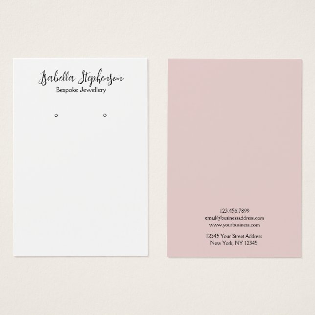 Minimal einfache Schwarz-weiß rosa Ohrring-Anzeige (Vorne & Hinten)