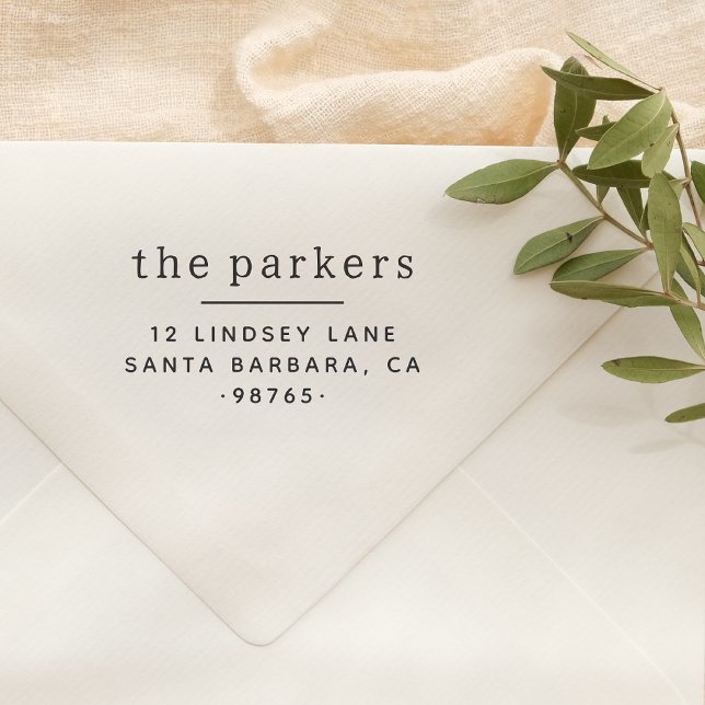 Minimal einfache Serienname und Rücksendeadresse Gummistempel (Rubber Stamp Mock-up)