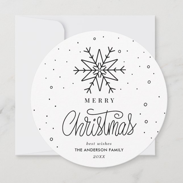 Minimal einfache Snowflake Weihnachtskarte Feiertagskarte (Vorderseite)