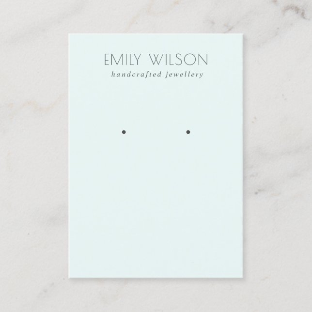 Minimal einfache Soft Sky Blue Aqua Earring Displa Visitenkarte (Vorderseite)