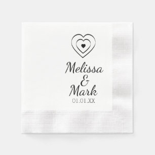 Minimal einfache Triple Hearts Hand gezogen Serviette