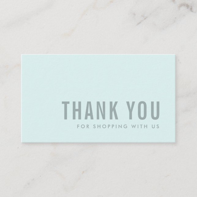 MINIMAL EINFACHER AQUA BLAU DANKE DANK LOGO SHOPPP VISITENKARTE (Vorderseite)