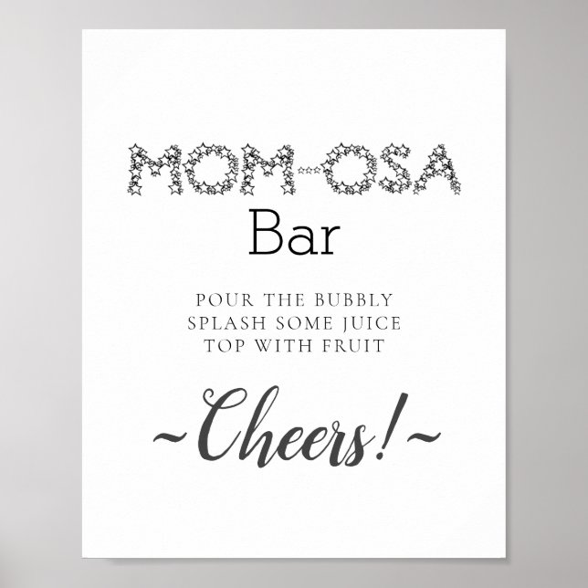 Minimal einfaches Mimosa Bar Sign Poster (Vorne)