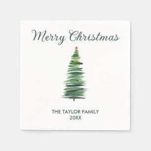 Minimal einfaches Weihnachtsbaumpapier Serviette
