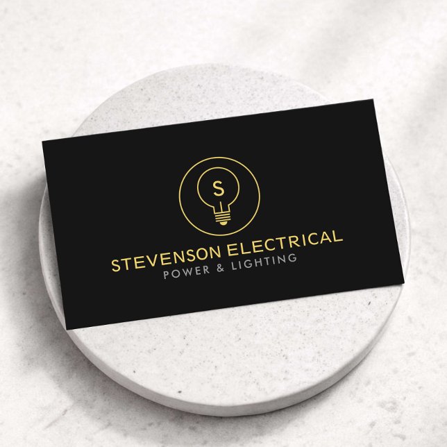 Minimal Electrician Company Logo Black Visitenkarte (Von Creator hochgeladen)