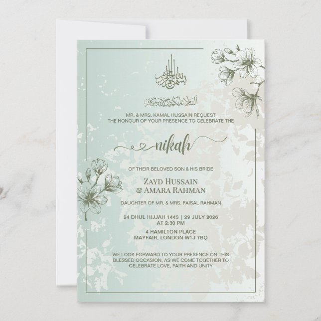 Minimal Elegance Nikah Einladung | Tundra Silver (Vorderseite)