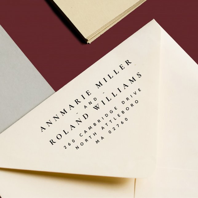 Minimal Elegant 2 Last Names Rücksendeadresse Permastempel (Von Creator hochgeladen)
