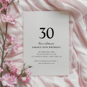 Minimal Elegant 30. Geburtstag Einladung