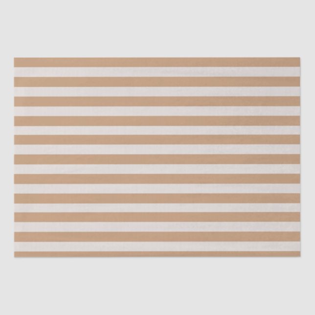 Minimal elegant Beige, braune Streifen Seidenpapier (Vorderseite)