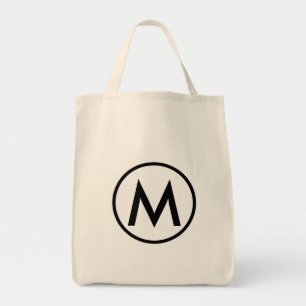 Minimal Elegant Black Monogram Tragetasche