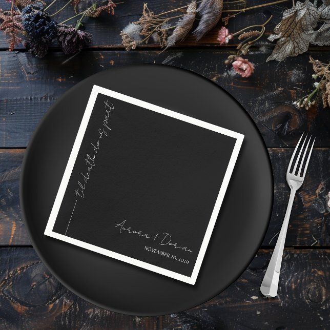 Minimal Elegant Black Wedding Napkin Serviette (Von Creator hochgeladen)