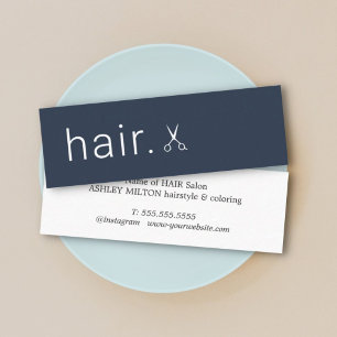 Minimal Elegant Blaue Schere Friseurstylistin Mini Visitenkarte