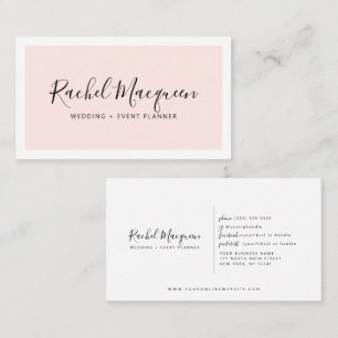 Minimal Elegant Blush Pink White Border Script Visitenkarte