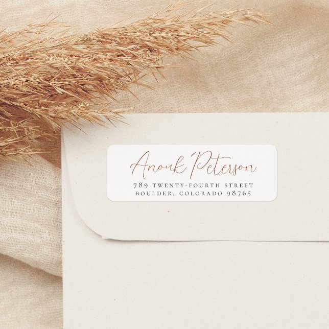 Minimal Elegant Calligraphy Earty Rücksendeadresse (Return Address Label Mock-up)