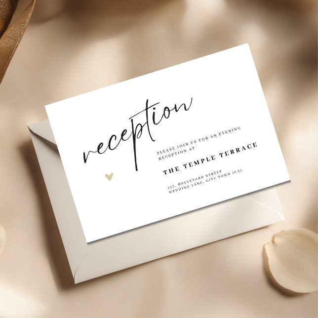 Minimal Elegant Calligraphy Typo Wedding  Begleitkarte (Elegant Wedding Reception enclosure card)