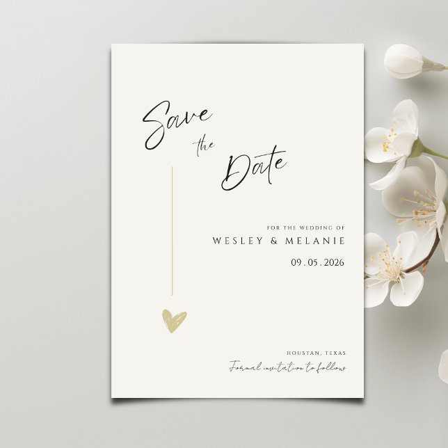 Minimal Elegant Calligraphy Typo Wedding  Save The Date (Minimal save the date invitation for a wedding announcement date.)