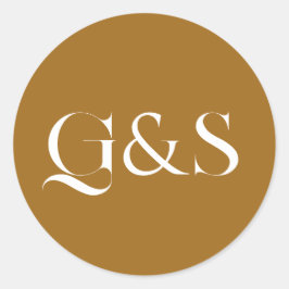 Minimal Elegant Calligraphy Wedding Monogram Runder Aufkleber