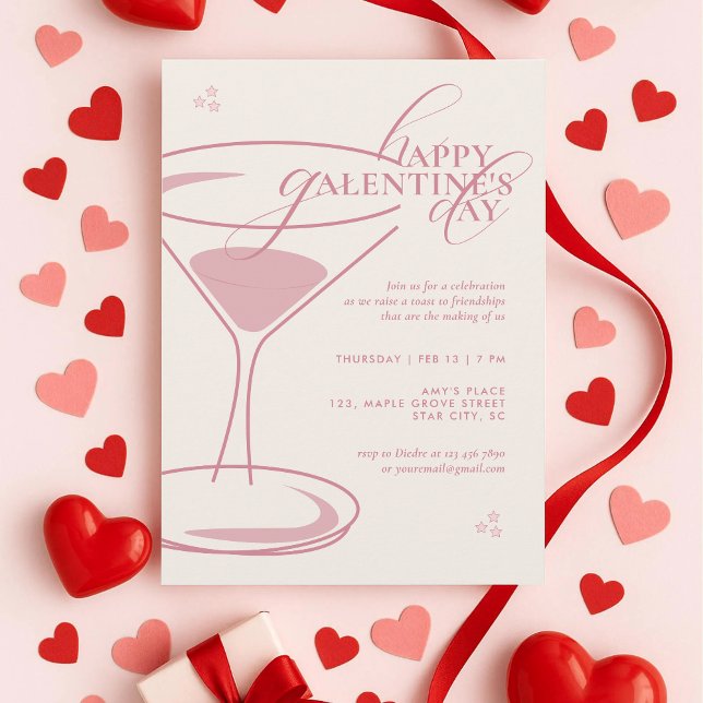 Minimal Elegant Chic Typography Galentines Day Einladung (Von Creator hochgeladen)