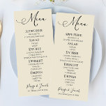 Minimal Elegant Classic Wedding Food Menu Menükarte<br><div class="desc">This is a minimalist elegant wedding menu.</div>