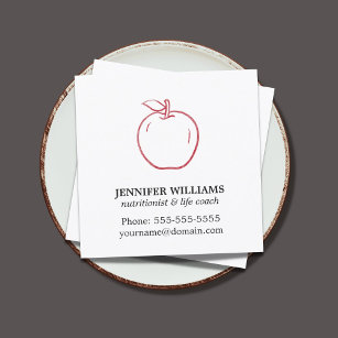 Minimal Elegant Cool Red Apple Nutritionist Quadratische Visitenkarte