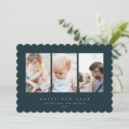 Minimal Elegant Drei Fotos glücklich Neues Jahr Feiertagskarte