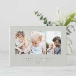Minimal Elegant Drei Fotos glücklich Neues Jahr Feiertagskarte
