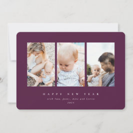 Minimal Elegant Drei Fotos glücklich Neues Jahr Feiertagskarte