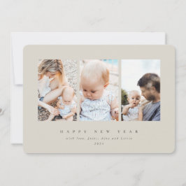Minimal Elegant Drei Fotos glücklich Neues Jahr Feiertagskarte