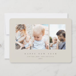 Minimal Elegant Drei Fotos glücklich Neues Jahr Feiertagskarte