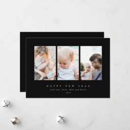 Minimal Elegant Drei Fotos glücklich Neues Jahr Feiertagskarte