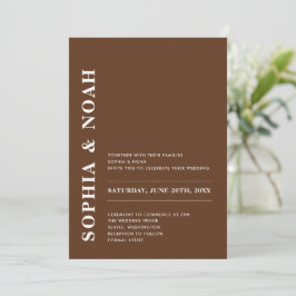 Minimal elegant Dunkelbraun Moderne Hochzeit Einladung