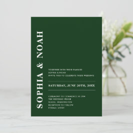Minimal Elegant Emerald Green Moderne Hochzeit Einladung