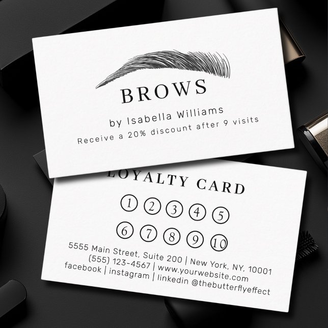 Minimal Elegant Eyebrow Salon Salon Loyalty Visitenkarte (Minimal Elegant Eyebrow Salon Salon Loyalty Business Card)