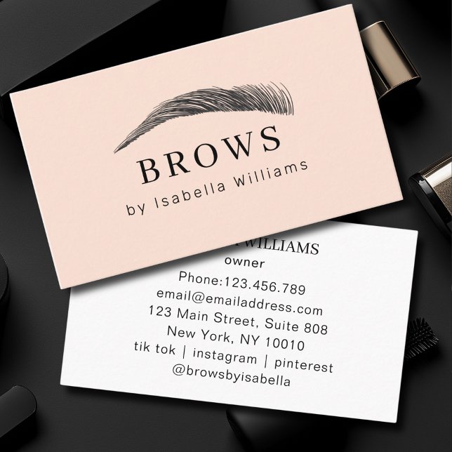 Minimal Elegant Eyebrow Salon  Visitenkarte (Minimal Elegant Eyebrow Salon Business Card)
