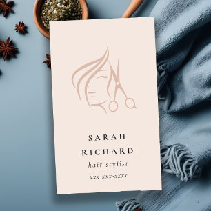 Minimal Elegant Friseursalon Blush Hair Schere Visitenkarte