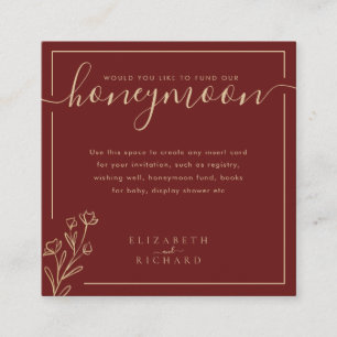 Minimal Elegant Gold Burgundy Wildblume Begleitkarte