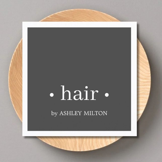 Minimal Elegant Grau Weiße Friseurin Quadratische Visitenkarte (Von Creator hochgeladen)