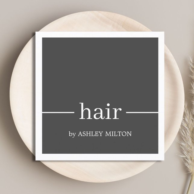 Minimal Elegant Grau Weiße Friseurin Quadratische Visitenkarte (Von Creator hochgeladen)
