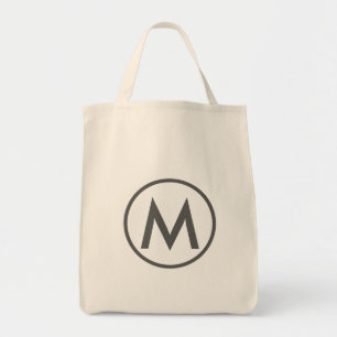 Minimal Elegant Gray Monogram Tragetasche