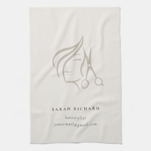 Minimal Elegant Haarstylist Elfenbeinhaarschere Geschirrtuch