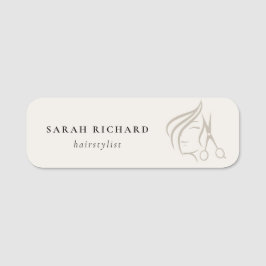 Minimal Elegant Haarstylist Elfenbeinhaarschere Namensschild