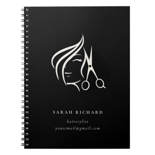 Minimal Elegant Haarstylist Elfenbeinhaarschere Notizblock (Vorderseite)