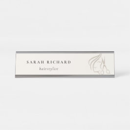 Minimal Elegant Haarstylist Elfenbeinhaarschere Schreibtischnamensplakette