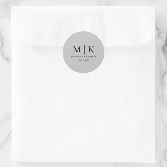 Minimal & elegant Hochzeit Runder Aufkleber (Tasche)