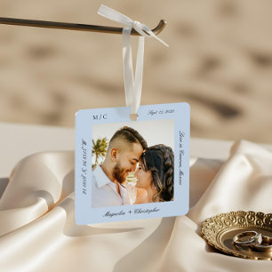 Minimal Elegant Hochzeitsflitterwochen Foto-Sake Ornament Aus Metall