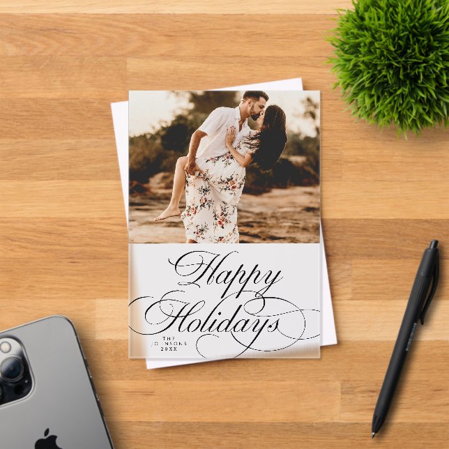 Minimal Elegant Holiday 1 Photo Christmas Card Acryleinladungen (Insitu (Einladungskarte))