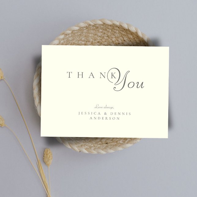 Minimal Elegant Ivory Typografy Script Hochzeit Dankeskarte (Von Creator hochgeladen)