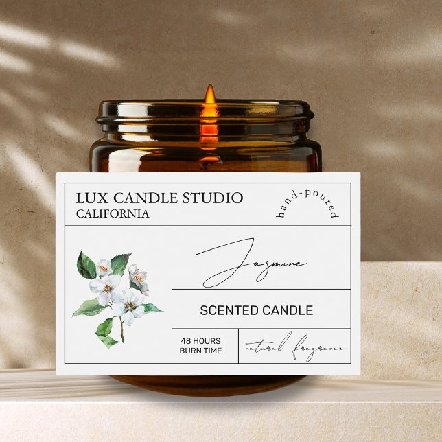Minimal Elegant Jasmine Candle Jar Label Lebensmitteletikett (Von Creator hochgeladen)